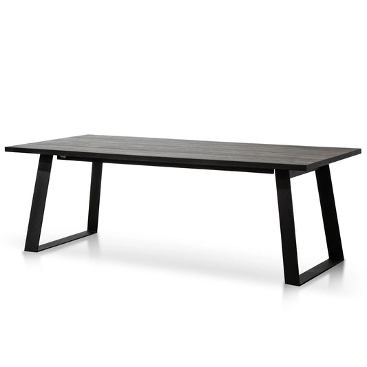 Davenport | 2.2m Metal Oak Rectangular Wooden Dining Table | Black