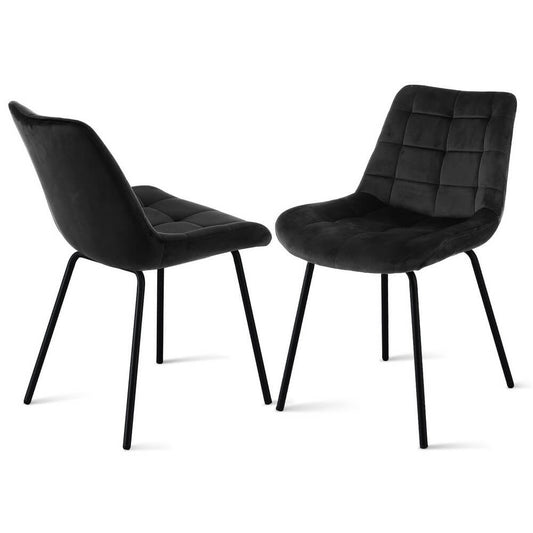 Davenport | Modern Metal Black Beige Velvet Dining Chairs | Black