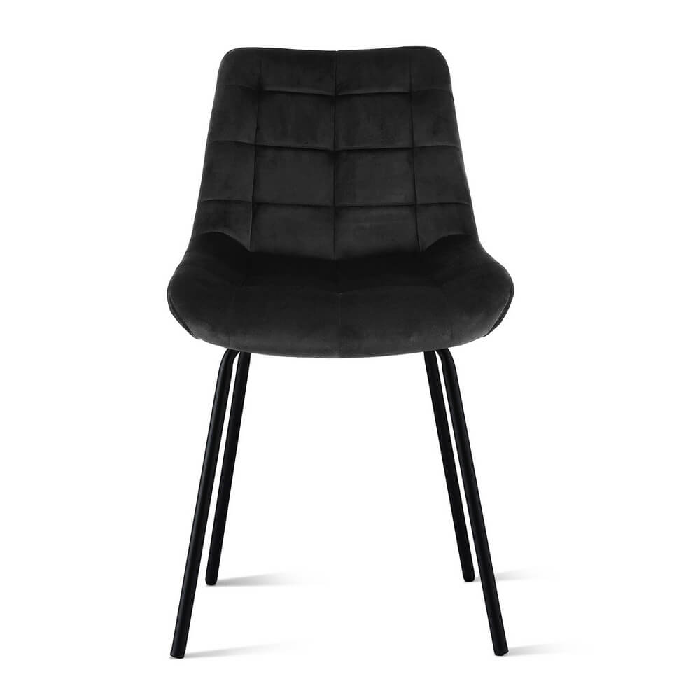 Davenport | Modern Metal Black Beige Velvet Dining Chairs | Black