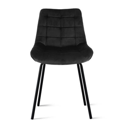 Davenport | Modern Metal Black Beige Velvet Dining Chairs | Black