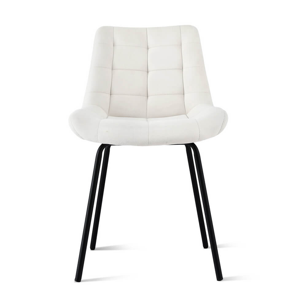 Davenport | Modern Metal Black Beige Velvet Dining Chairs | Beige