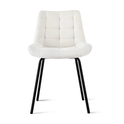 Davenport | Modern Metal Black Beige Velvet Dining Chairs | Beige