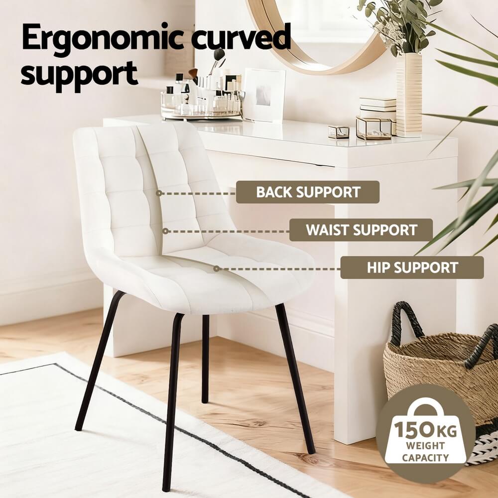 Davenport | Modern Metal Black Beige Velvet Dining Chairs | Beige