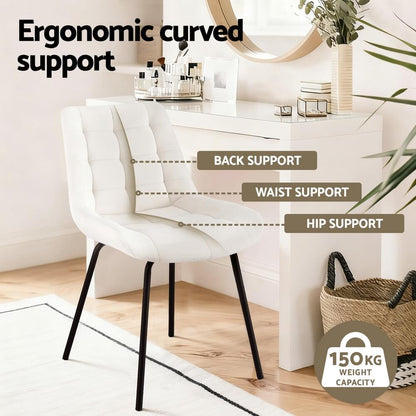 Davenport | Modern Metal Black Beige Velvet Dining Chairs | Beige