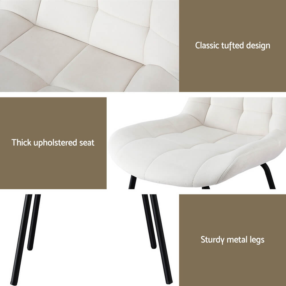 Davenport | Modern Metal Black Beige Velvet Dining Chairs | Beige