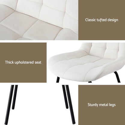 Davenport | Modern Metal Black Beige Velvet Dining Chairs | Beige