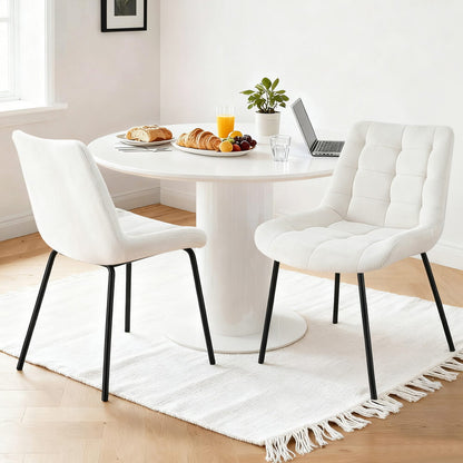 Davenport | Modern Metal Black Beige Velvet Dining Chairs | Beige
