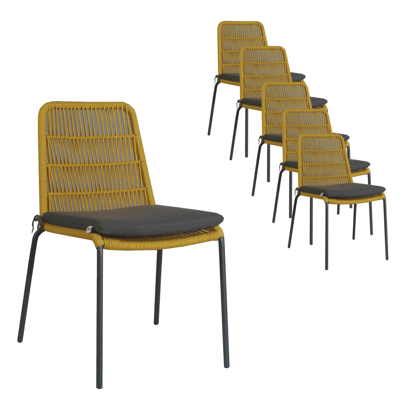 Delray | Metal Yellow Robe Indoor Outdoor Dining Chairs | Set Of 6 | Yellow