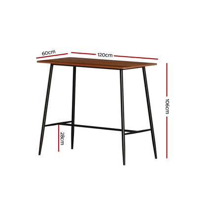 Denver | Industrial Brown Rectangular Wooden Metal Bar Stool Table | Natural