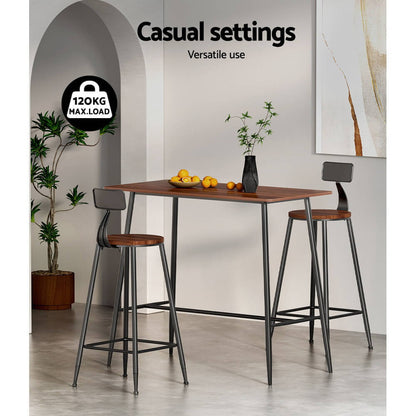 Denver | Industrial Brown Rectangular Wooden Metal Bar Stool Table | Natural