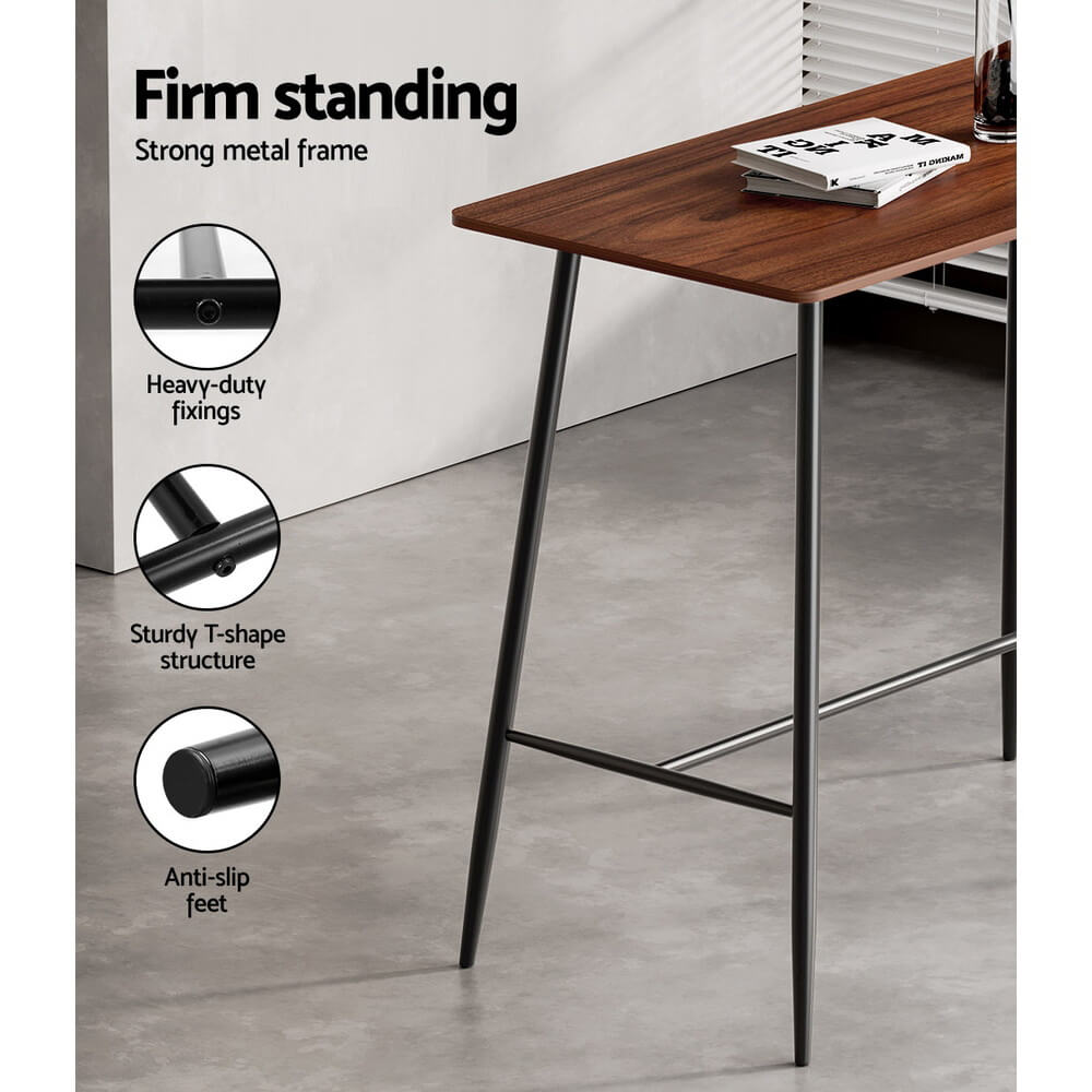 Denver | Industrial Brown Rectangular Wooden Metal Bar Stool Table | Natural