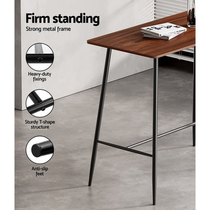 Denver | Industrial Brown Rectangular Wooden Metal Bar Stool Table | Natural