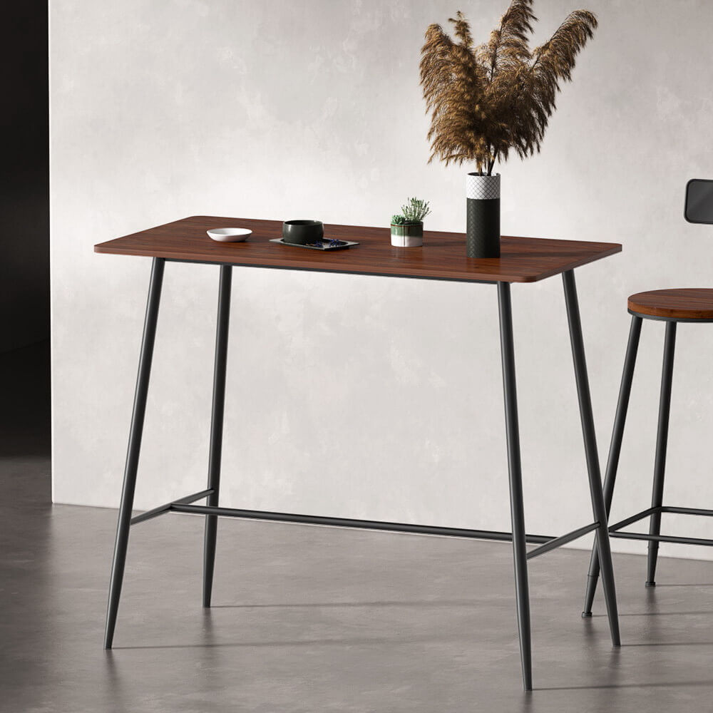 Denver | Industrial Brown Rectangular Wooden Metal Bar Stool Table | Natural