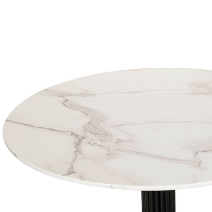 Denver | Marble Effect White 4 Seater Round Dining Table | White