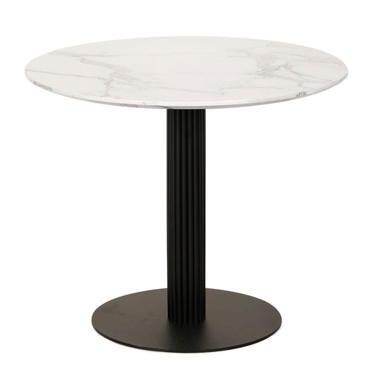 Denver | Marble Effect White 4 Seater Round Dining Table | White