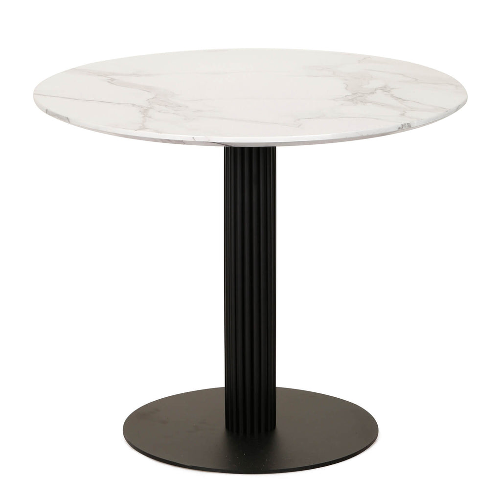 Denver | Marble Effect White 4 Seater Round Dining Table