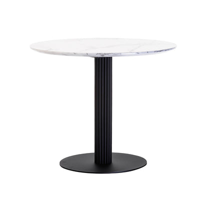 Denver | Marble Effect White 4 Seater Round Dining Table | White