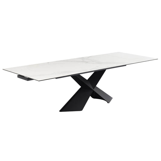 Dorchester | Ceramic White & Black 12 Person Extension Dining Table | White