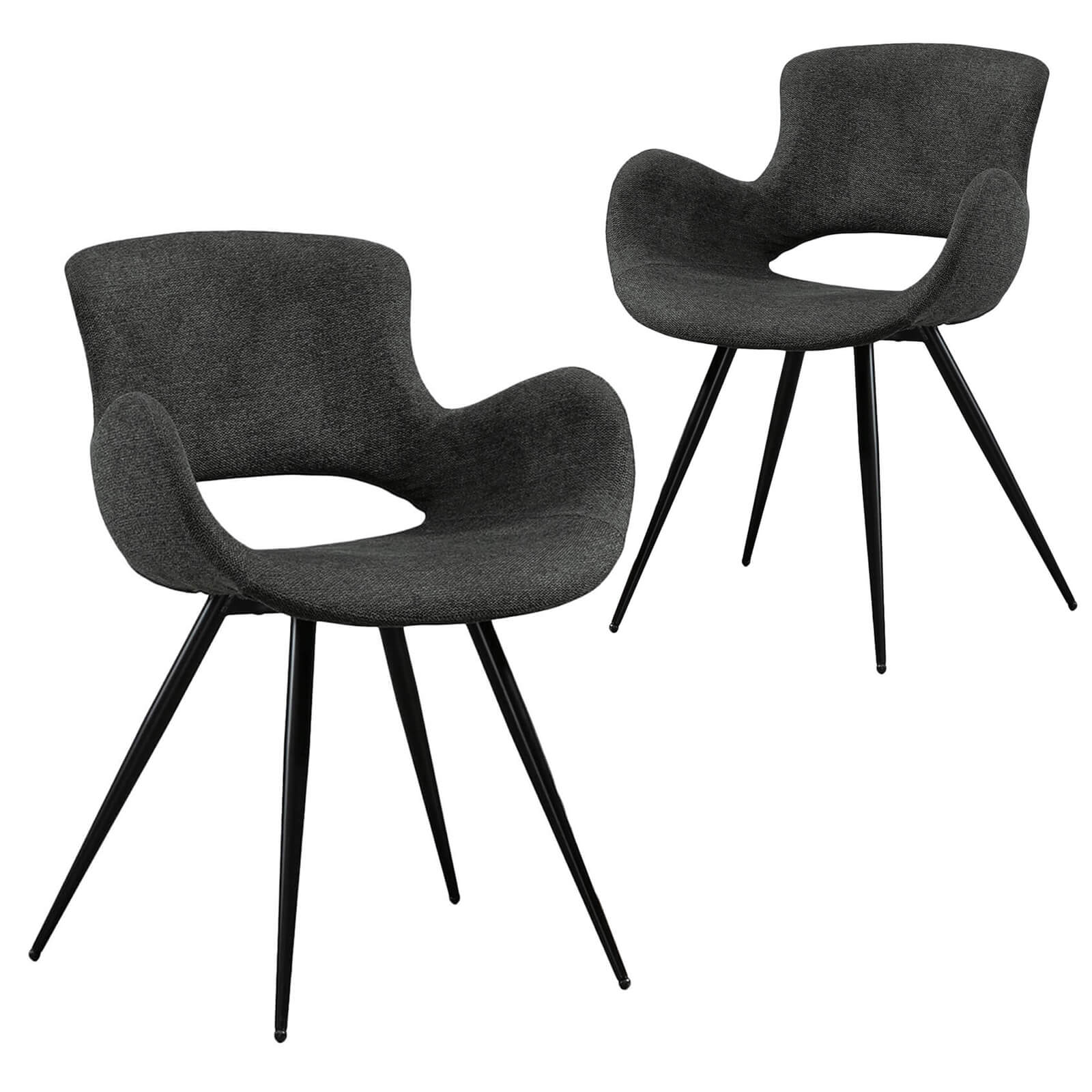 Druid Version 1 | Modern Beige Dark Grey Fabric Dining Chair With Arms | Set of 2 | Dark Grey