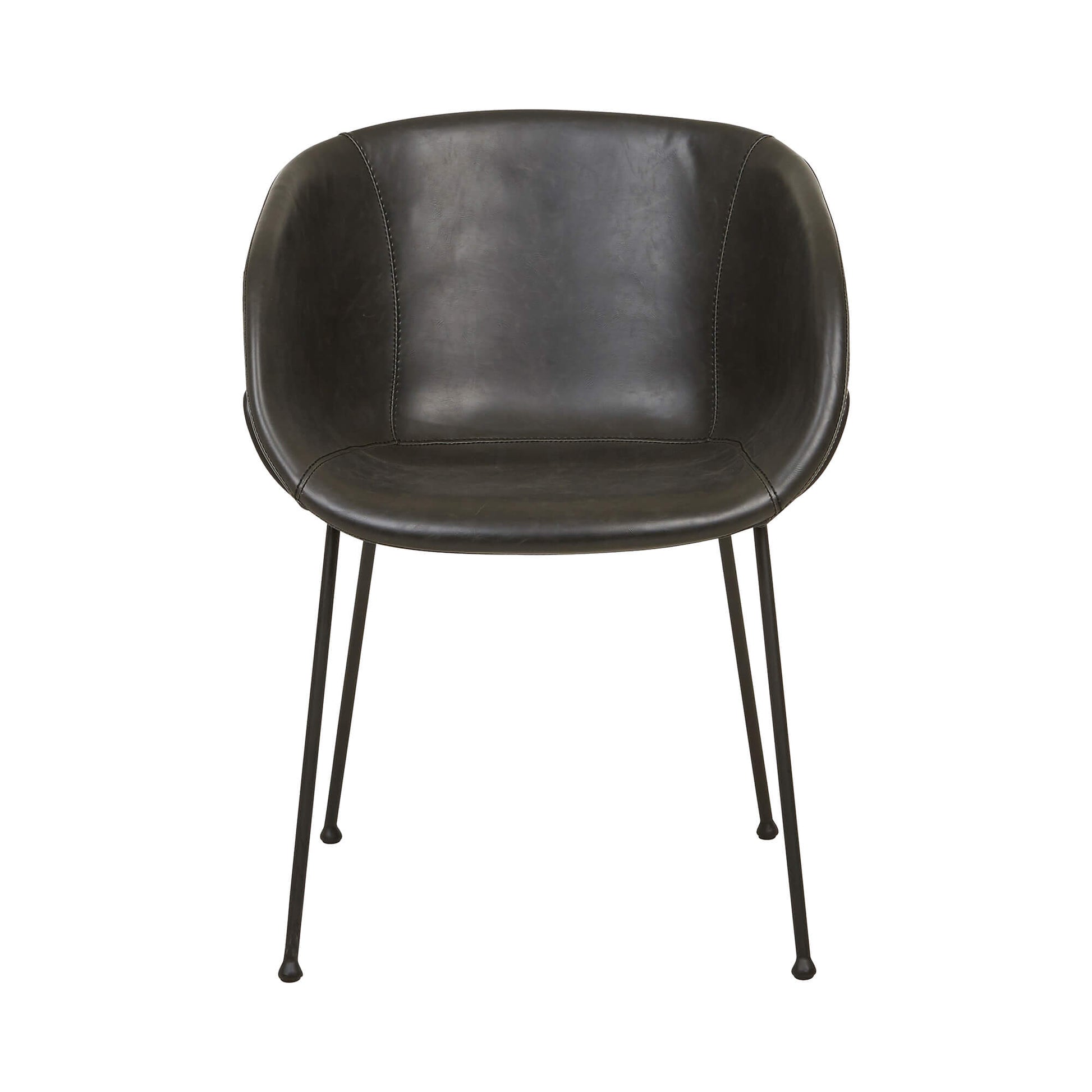 Duke | Modern PU Leather Fabric Dining Chair With Arms | Black
