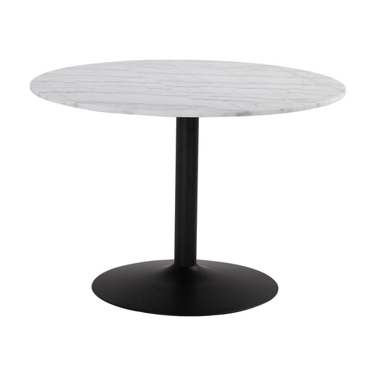 Dunedin | Black Metal White Marble Round Dining Table | White