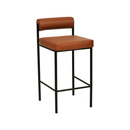 Duxton | Modern Metal Boucle Fabric PU Leather Bar Stools | Set Of 2 | Brown