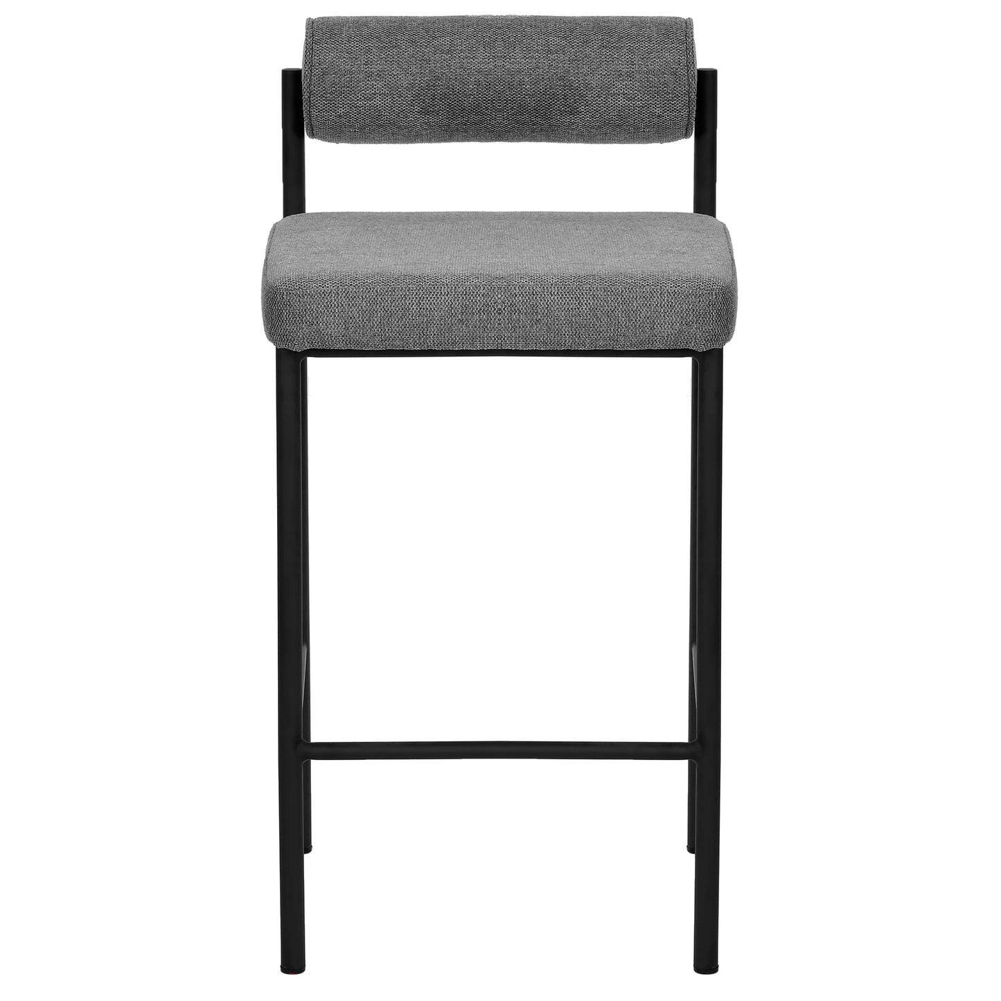 Duxton | Modern Metal Boucle Fabric PU Leather Bar Stools | Set Of 2 | Grey