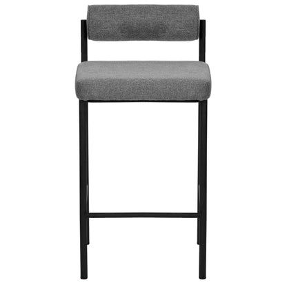 Duxton | Modern Metal Boucle Fabric PU Leather Bar Stools | Set Of 2 | Grey