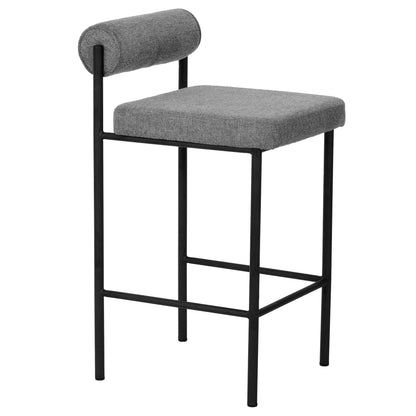 Duxton | Modern Metal Boucle Fabric PU Leather Bar Stools | Set Of 2 | Grey