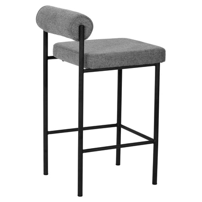 Duxton | Modern Metal Boucle Fabric PU Leather Bar Stools | Set Of 2 | Grey