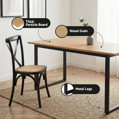 Edgewood Maynard | Industrial Natural 4 Seater Rectangular Wooden Dining Table Set | Black