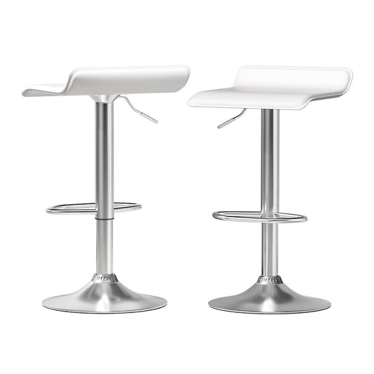 Contemporary White PU Leather Backless Bar Stools Set Of 2