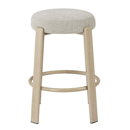 Eldon Modern Beige Green Rust Fabric Wooden Bar Stools | Beige