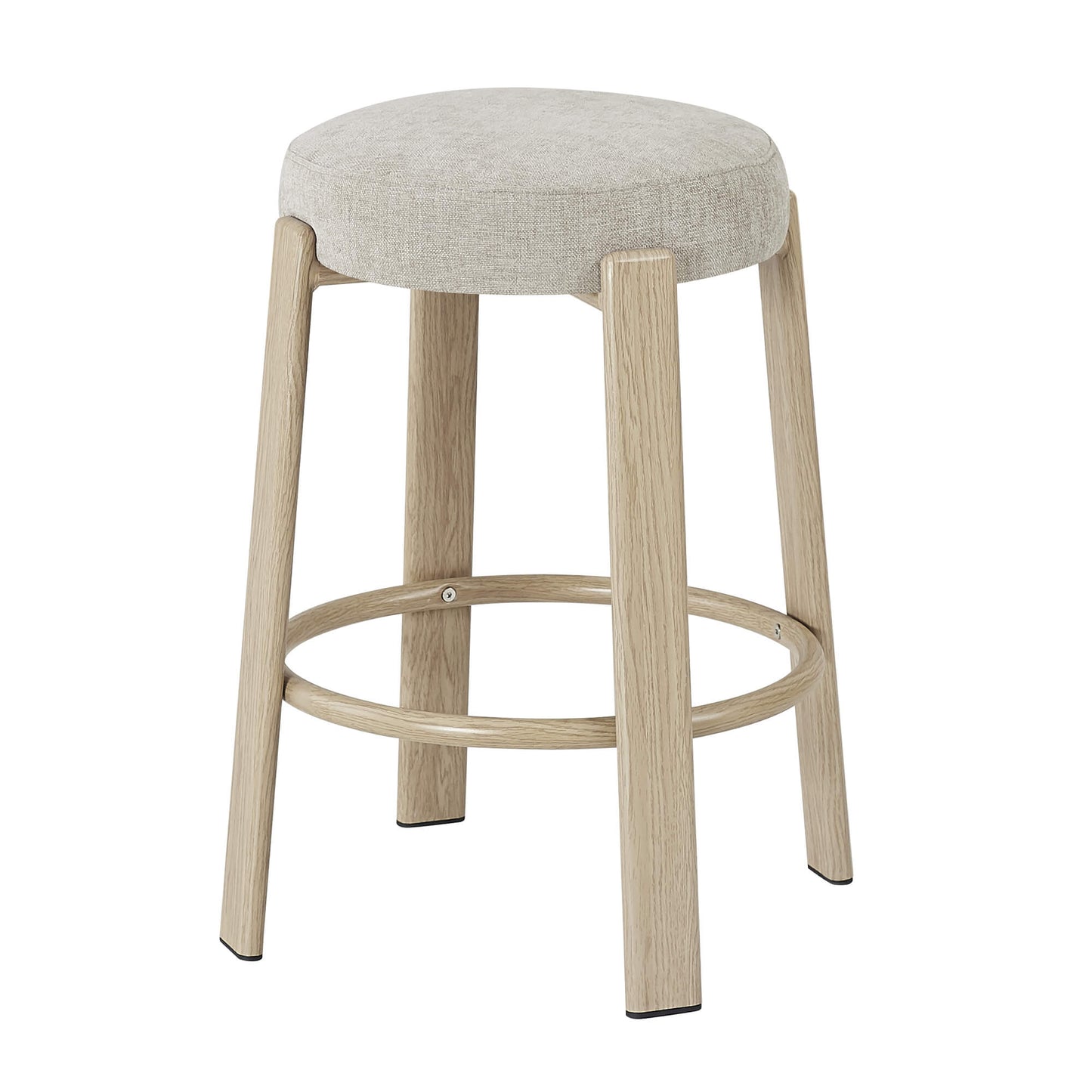 Eldon Modern Beige Green Rust Fabric Wooden Bar Stools | Beige