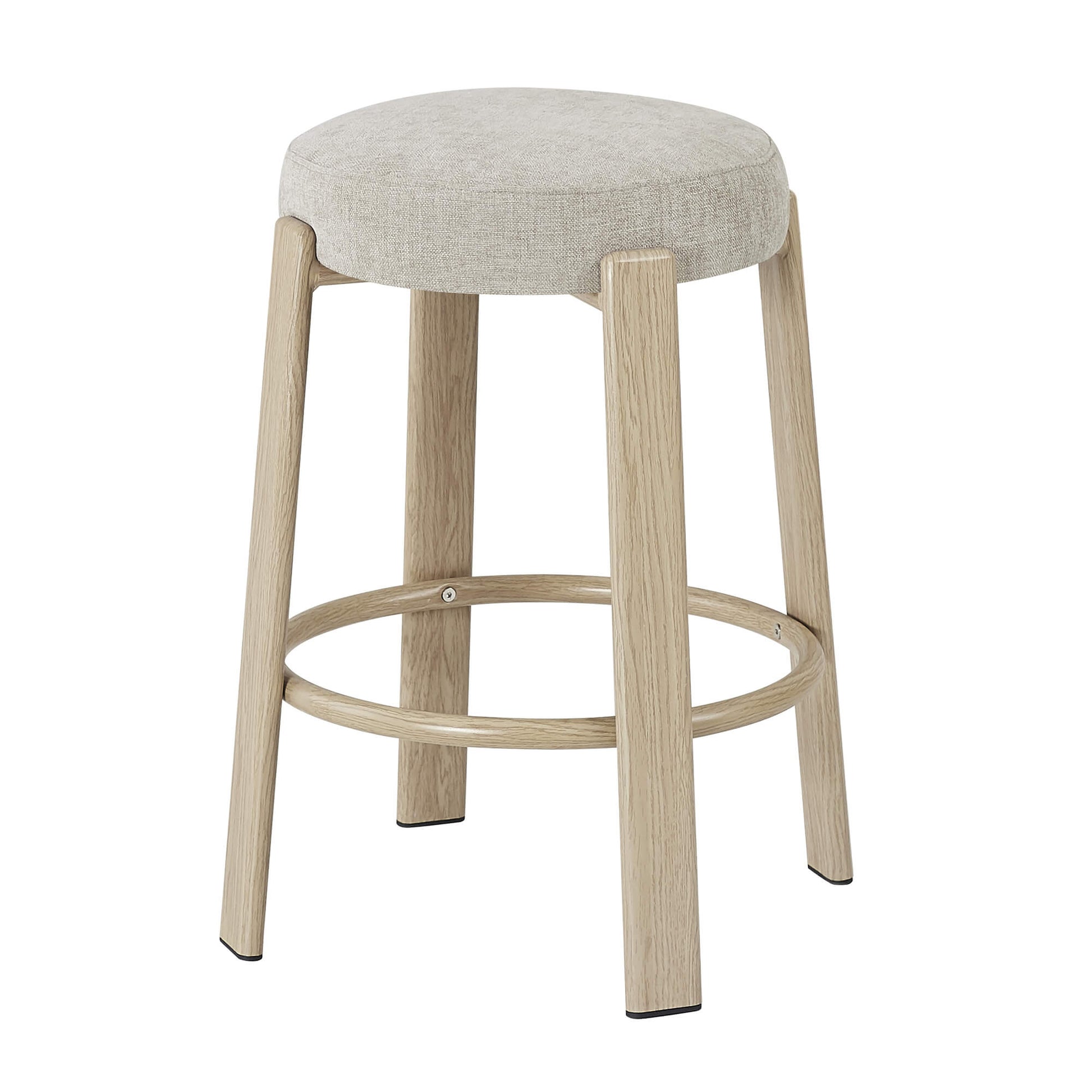 Eldon Modern Beige Green Rust Fabric Wooden Bar Stools | Beige