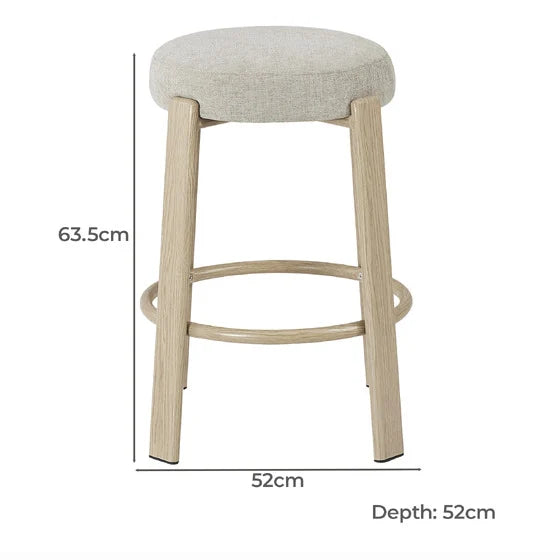 Eldon Modern Beige Green Rust Fabric Wooden Bar Stools | Beige