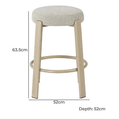 Eldon Modern Beige Green Rust Fabric Wooden Bar Stools | Beige