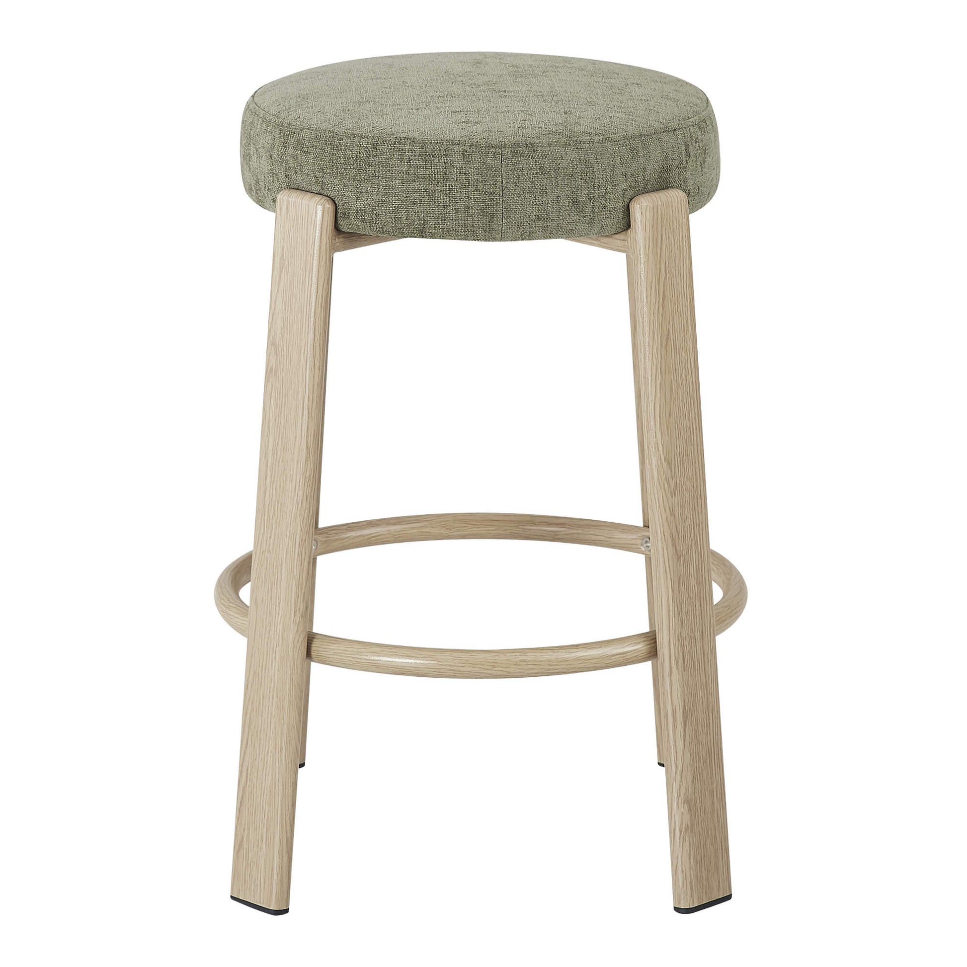 Eldon Modern Beige Green Rust Fabric Wooden Bar Stools | Green