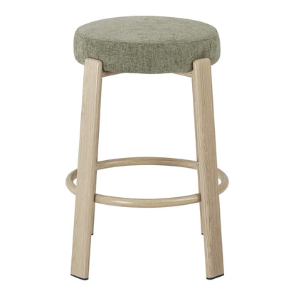 Eldon Modern Beige Green Rust Fabric Wooden Bar Stools | Green