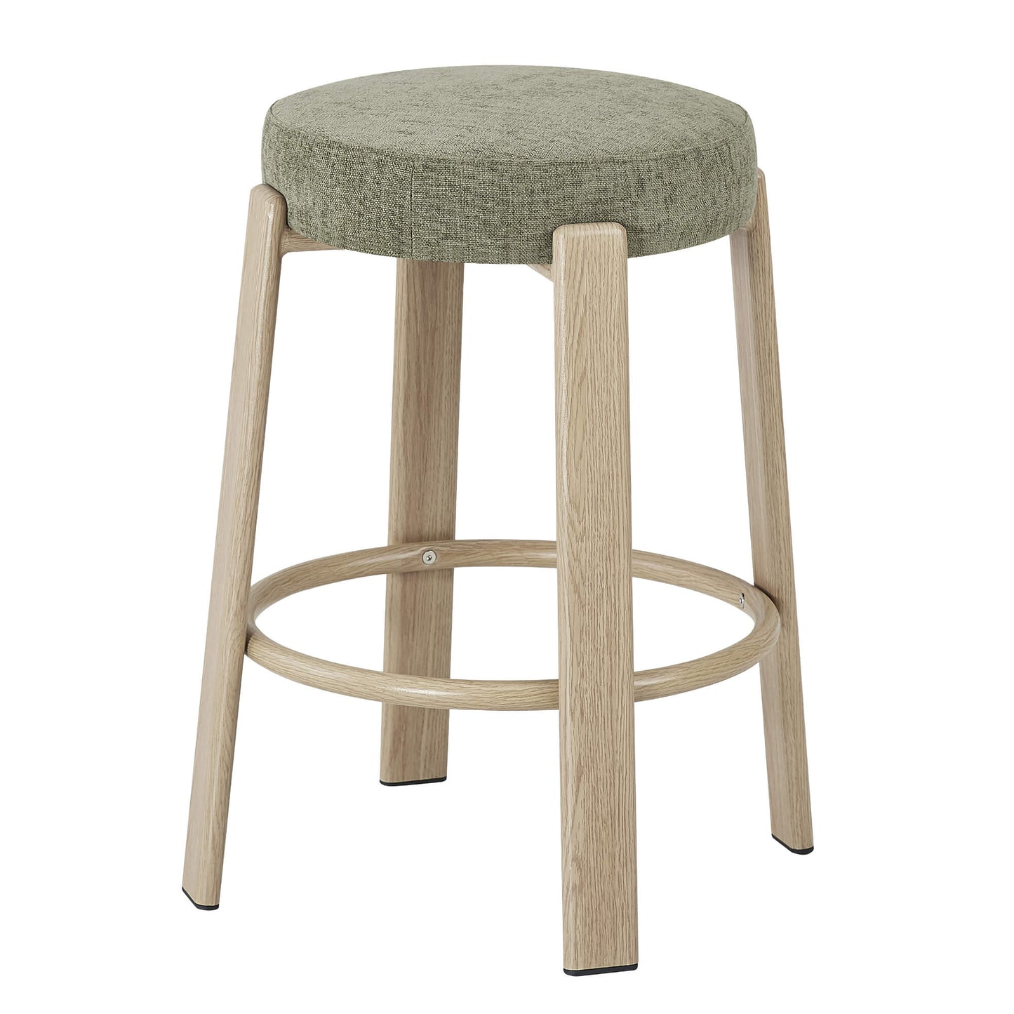 Eldon Modern Beige Green Rust Fabric Wooden Bar Stools | Green