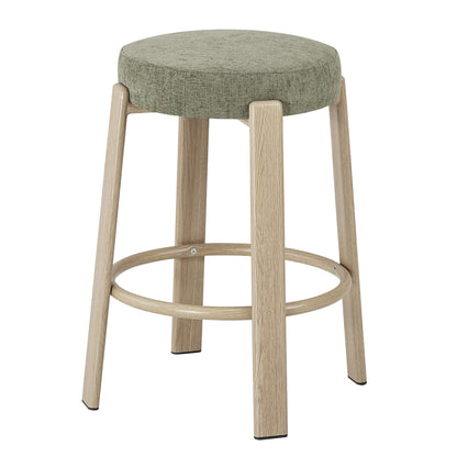 Eldon Modern Beige Green Rust Fabric Wooden Bar Stools | Green
