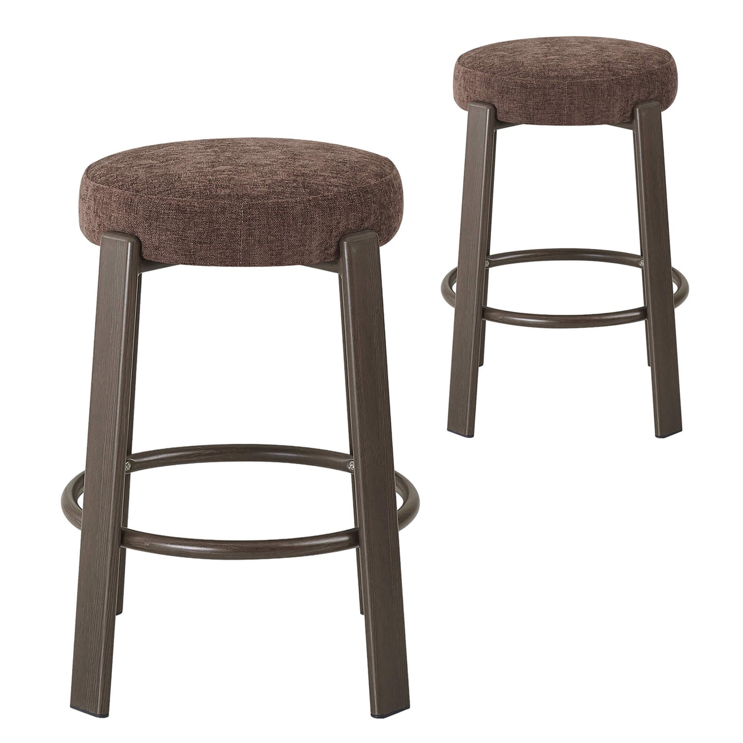 Eldon Modern Beige Green Rust Fabric Wooden Bar Stools | Rust