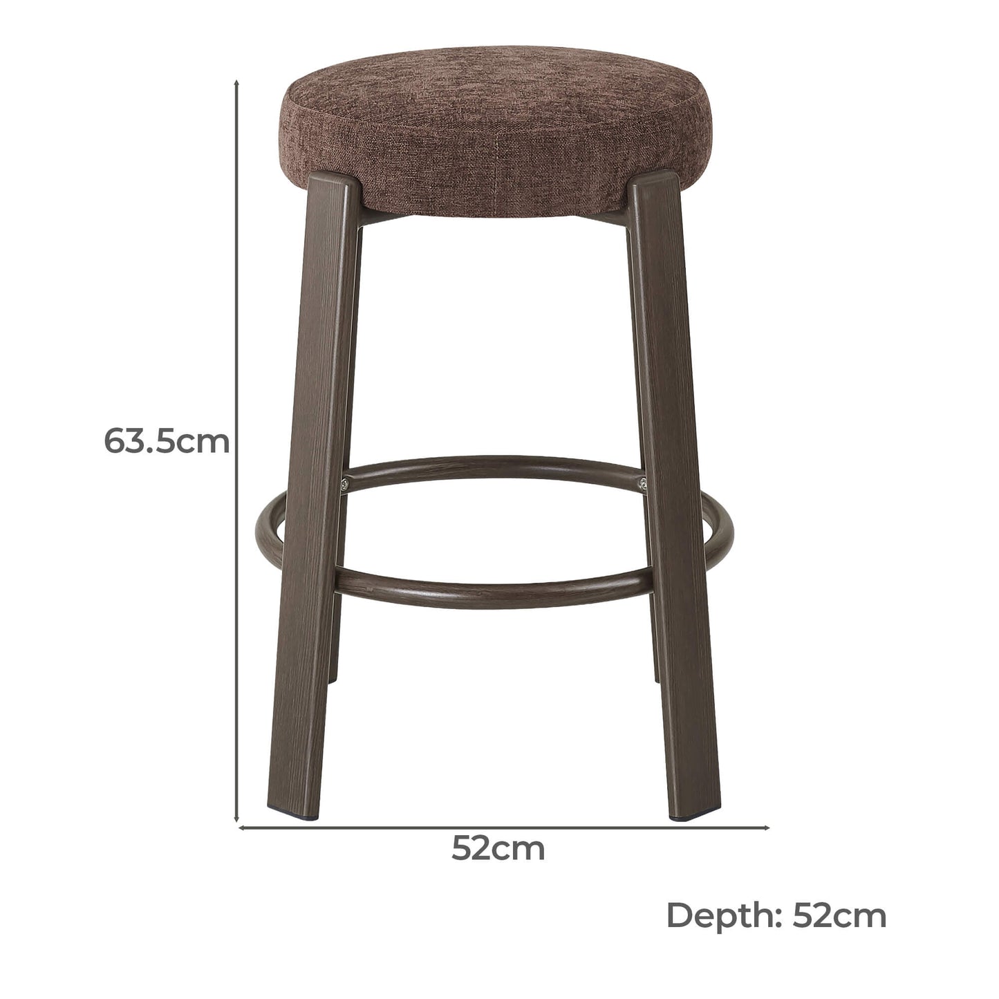 Eldon Modern Beige Green Rust Fabric Wooden Bar Stools | Rust