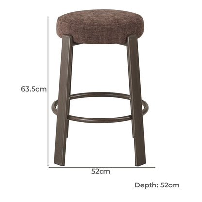 Eldon Modern Beige Green Rust Fabric Wooden Bar Stools | Rust