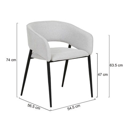 Eliza | Contemporary Mist Fabric Dining Chair With Arms | Mist