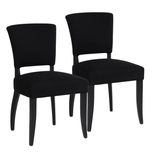 Contemporary French Provincial Black Fabric Dining Chairs