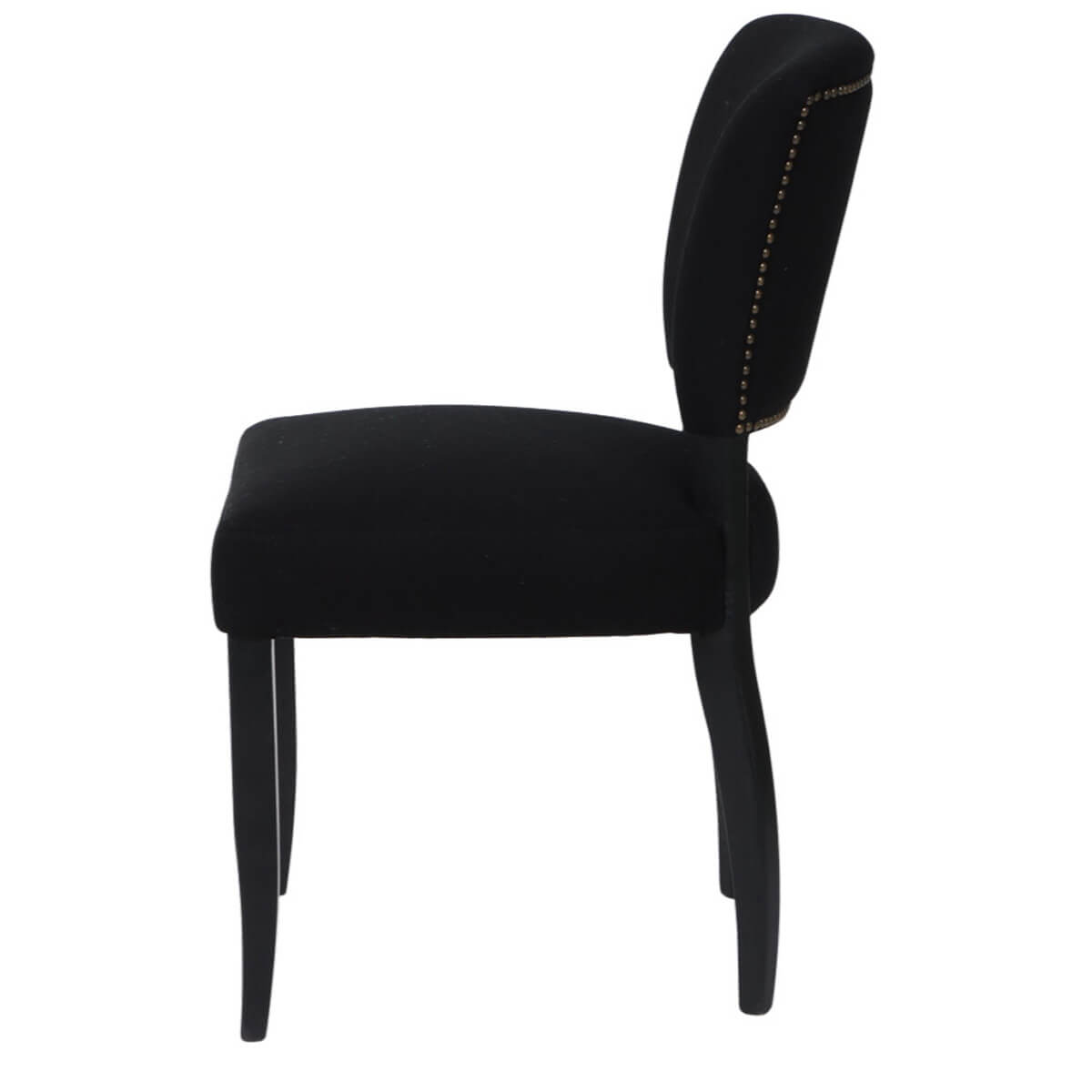 Contemporary French Provincial Black Fabric Dining Chairs
