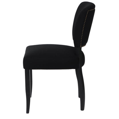 Contemporary French Provincial Black Fabric Dining Chairs