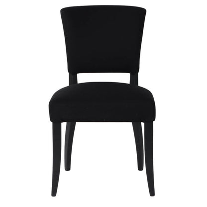 Contemporary French Provincial Black Fabric Dining Chairs