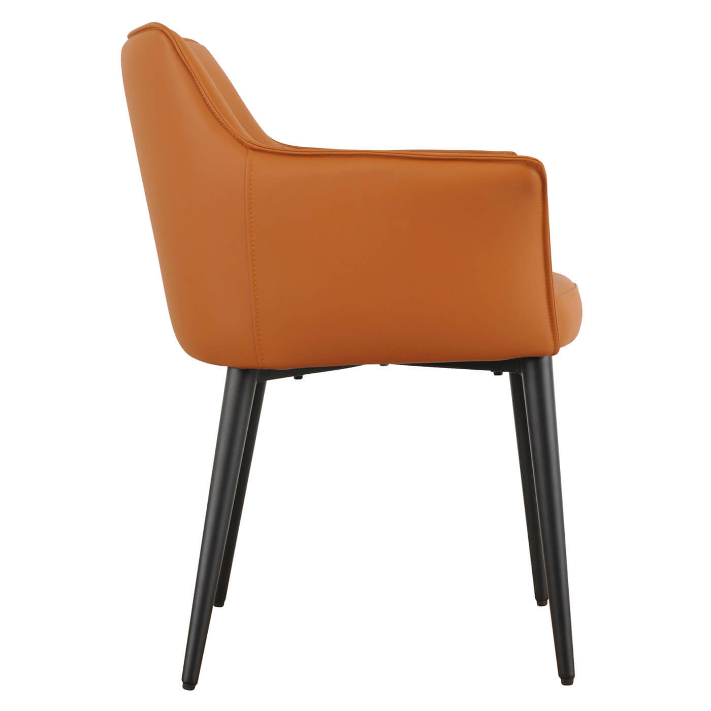 Emporio | Modern Metal PU Leather Dining Chairs With Arms | Set Of 2 | Terracotta